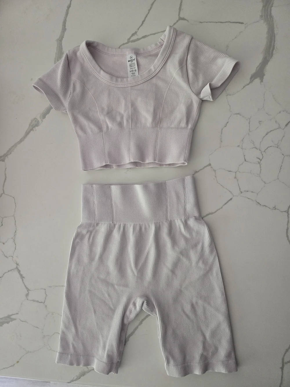 Kids Ribbed High-Waist Biker Shorts in Light Lavender